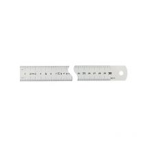 Wilmart - Réglet semi-rigide inox chromé - 300 mm - 30x0,8 mm - 1 face - haut mm, bas 1/2 mm