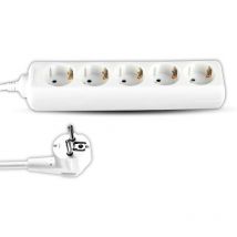 Regleta con cable 1,5m 5 Tomas 10A 2P + enchufe Schuko y Schuko Blanco