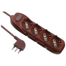 Electraline - Multiprise 4 prises polyvalentes câble 1,2 mètres effet bois - 62077