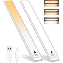 Shmshng - Réglette et spot de cuisine et meuble 2pcs Capteur de mouvement pir intérieur led veilleuse sous armoire usb sans fil batterie rechargeable