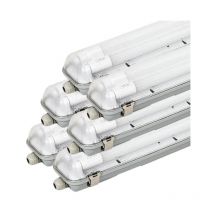 Silumen - Réglette étanche 120 cm double pour Tube led T8 IP65 1 côté (Boitier vide) (Pack de 6) - silamp