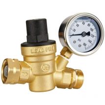 Regolatore di pressione dell'acqua regolabile con manometro e filtro, filettatura nh in ottone senza piombo da 3/4' per camper, rimorchio per camper