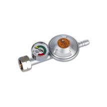 Bradas - Reductor de gas con válvula de seguridad y manómetro rg A310IE-M, accesorio para herramientas de jardinería, presión 37mbar, caudal 1,5kg/h,