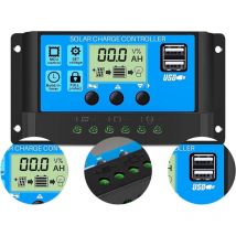 Régulateur de charge de panneau solaire pwm, 12 V/24 v, 30 a, écran lcd, double port usb