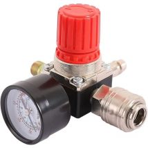 Régulateur de Pression du Compresseur d'air 1/4' Détendeur Pneumatique,Valve de Régulation de Pression Avec Raccord 180psi 12bar(Valve à quatre voie)
