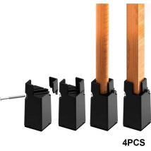 Rapanda - Rehausseurs de meubles 4 rehausseurs de chaise robustes, supporte jusqu'à 2300 kg, facile à installer, pour lit, table, chaise (noir, 4')