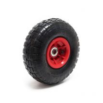 Wiltec - Rad 4.10/3.50-4 85 x 250 mm 136 kg, Schubkarren Komplettrad mit Kunststofffelge, Winkelventil, Luftreifen für Sackkarre, Bollerwagen u.a .