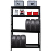 Proregal-regale Günstig Kaufen - tagère à pneus Tiger HxLxP 180x120x40cm jusqu'à 12 pneus sur 2 niveau + 2 rangements Noir