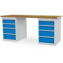 Reihenwerkbank Breite 2000 mm, R24-24, 2 x Schubladenblock mit 4 je x Schublade Maße in mm (BxTxH): 2000 x 750 x 859