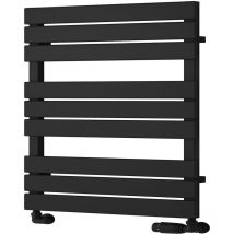 Avola Black Flat Panel Heated Towel Rail 823mm h x 500mm w, Dual Fuel - Standard - Reina