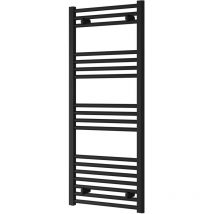 Reina - Capo Black Electric Towel Rail 1200mm High x 600mm Wide (+ Black Mini Round Element)