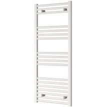 Reina - Capo White Electric Towel Rail 1200mm High x 400mm Wide (+ White Mini Round Element)