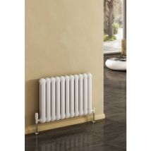 Reina Coneva Steel White Horizontal Designer Radiator 550mm H x 790mm W Dual Fuel - Thermostatic