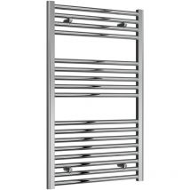 Diva Steel Straight Vertical Chrome Heated Towel Rail 1000mm h x 600mm w, Electric Only - Thermostatic - Reina