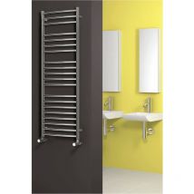 Eos Polished Curved Stainless Steel Heated Towel Rail 1500mm h x 600mm w Electric Only - Thermostatic - Reina