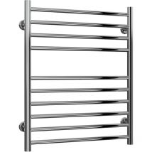 Luna Flat Polished Straight Stainless Steel Heated Towel Rail 720mm x 600mm Electric Only - Standard - Reina
