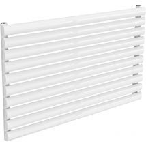 Reina - Nevah Steel White Single Panel Horizontal Designer Radiator 590mm h x 1000mm w - Electric Only - Thermostatic - WhiteWhite