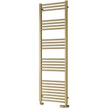 Reina Ottone Brushed Brass Steel Vertical Designer Heated Towel Rail 1600mm H x 600mm W, Electric Only - Standard