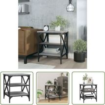The Living Store Beistelltisch Grau Sonoma 40x42x50 cm Holzwerkstoff - Industriel Stil - Beistelltisch - Wohnzimmerstil - Couchtisch - Regal