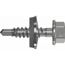 Refabo Plus Bohrschraube 4,8x22/E14 RP-r-3H - Bi-Metall A2/Stahl - ruspert - Sechskantkopf mit Scheibe - 100 Stück