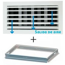 Rejilla de impulsión techo lama curva con regulación blanca + Marco de montaje 300x150mm 300x150mm
