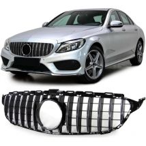 Tenzo-r - Rejilla del automóvil - Mercedes Clase c W205 S205 13-18 - Parrilla deportiva - Negro brillante/cromo - Adecuado para