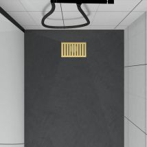 Aurlane - Rejilla estriada de acero inoxidable Oro Cepillado para plato de duche - 20.15x12.3x0.55cm