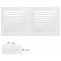 Rejilla Ventilacion Atornillable Doble 30x15 cm. Blanca