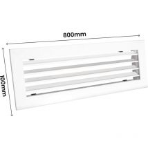 Ralertreik - Rejillas Pared Impulsión para Aire Acondicionado Blanca Lamas Horizontales Moviles 800X100mm