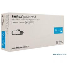 Guantes de látex con polvo Mercator, guantes desechables, protección médica y limpieza, cómodos y flexibles, blancos