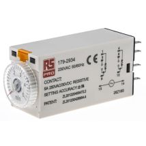 Relais temporisé Rs Pro 230V c.a., Enfichable, 2 contacts ( Prix pour 1 )