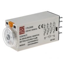 Relais temporisé Rs Pro 230V c.a., Enfichable, 4 contacts ( Prix pour 1 )