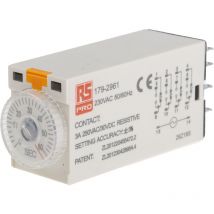 Relais temporisé Rs Pro 230V c.a., Enfichable, 4 contacts ( Prix pour 1 )
