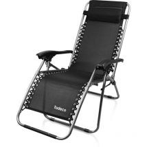 So-tech - Todeco Tumbona Plegable Jardín, Silla Gravedad Cero Reclinable con Respaldo Ajustable para Patio, Camping, Terraza y Piscina, Carga máxima