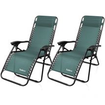 So-tech - Todeco Tumbona Plegable Jardín, Paquete de 2, Silla Gravedad Cero Reclinable con Respaldo Ajustable para Patio, Camping, Terraza y Piscina,