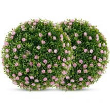 2 Boules Artificielles 37 cm, Boules avec Fleurs et Feuilles, Art Topiaire de Jardin, Décoration pour Plantes Artificielles Intérieures et