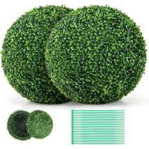 2 Boules de Buis Artificielles, Fausses Boules de Verdure Rondes, Protection Solaire, Boules Décoratives de Jardin pour Jardin Porche Fête Mariage