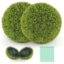 2 Boules de Buis Artificielles, Fausses Boules de Verdure Rondes, Protection Solaire, Boules Décoratives de Jardin pour Jardin Porche Fête Mariage