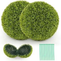 2 Boules de Buis Artificielles, Fausses Boules de Verdure Rondes, Protection Solaire, Boules Décoratives de Jardin pour Jardin Porche Fête Mariage