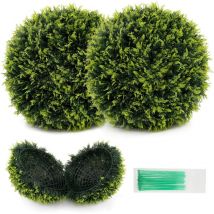 RELAX4LIFE 2 Boules de Buis Artificielles, Fausses Boules de Verdure Rondes, Protection Solaire, Boules Décoratives de Jardin pour Jardin Porche Fête