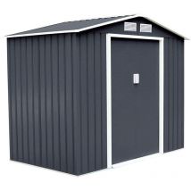 Relax4life - Abri de Jardin en Acier Galvanisé avec 2 Portes Coulissantes et 2 Fenêtres, Cabane à Outils Extérieure avec Base Creuse en Métal pour