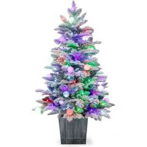 Arbre de Noël Lumineux en Pot, Vert, Blanc, pe, pvc, Plastique pulvérisé en Fer, pe, pvc ignifugé, 148 Branches, Base 20x20x20cm, diamètre 40cm, 80