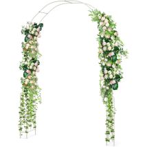 Arche de Jardin en Métal 2,4M, Treillis de Jardin avec Motif Elégant, Haut Arqué, Tuyaux en Métal Galvanisé, Arche de Jardin pour Fêtes, Mariages,