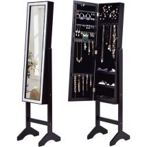 Relax4life - Armoire à Bijoux sur Pieds avec Miroir Pleine Longueur hd, Organisateur de Bijoux à Angle Réglable avec Cadre Strass, Grande Capacité