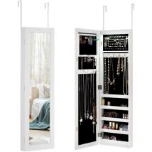 Relax4life - Armoire à Bijoux Murale avec Miroir Pleine Longueur et Lumières led, Organisateur à Bijoux Accrochable pour Colliers, Bagues, Boucles