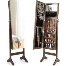 Relax4life - Armoire à Bijoux Style Vintage avec 4 Angles Réglables & Porte Verrouillable Serrure Clés & 4 Étagères de Rangement & Miroir intérieur,