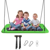 Balançoire Nid d'Oiseau Rectangulaire pour Enfants Réglable en Hauteur 120- 180 CM,Chaise Suspendue avec Siège Spacieux 150X80 CM,Charge Max 300KG