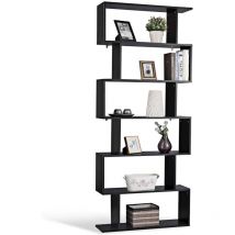 RELAX4LIFE Bibliothèque à 6 Niveaux en Bois avec Design Zig Zag, Étagère de Rangement Anti-basculement pour Bureau, Salon, Chambre d'Étude (6