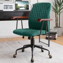 RELAX4LIFE Chaise de Bureau à Roulettes, Hauteur Réglable, Chaise d'ordinateur avec Dossier et Accoudoirs, Charge 150 kg, Vert
