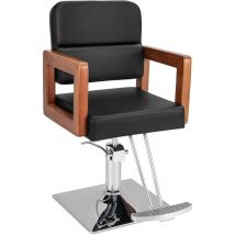 Relax4life - Chaise de Coiffure Réglable en Hauteur et Rotative à 360°, Chaise de Barbier avec Accoudoirs en Bois, Repose-pieds, Chaise de Salon